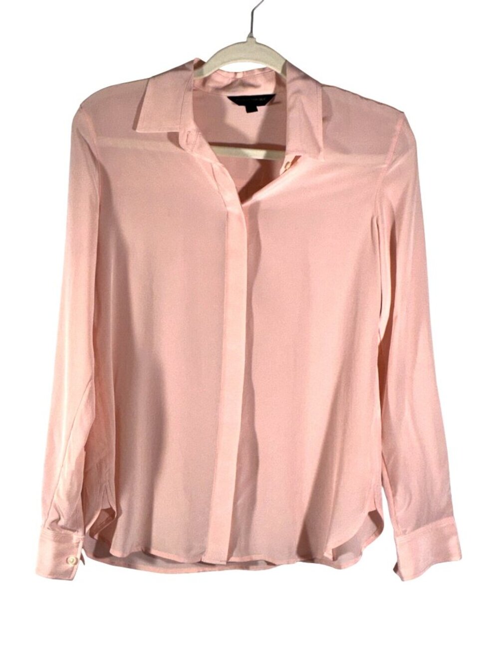 Banana Republic Womens Silk Blush Pink Long Sleeve Blouse XS elegant classic